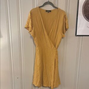 Lulu's Yellow Ruffled Wrap Sundress